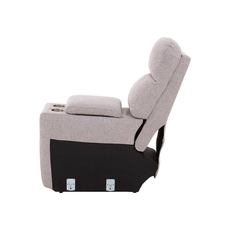 Sala Pauda II deurope.com.mx, sala modular gris con consola, tapiz de tela, 30 cm de alto, 100 cm de largo y 90 cm de fondo.