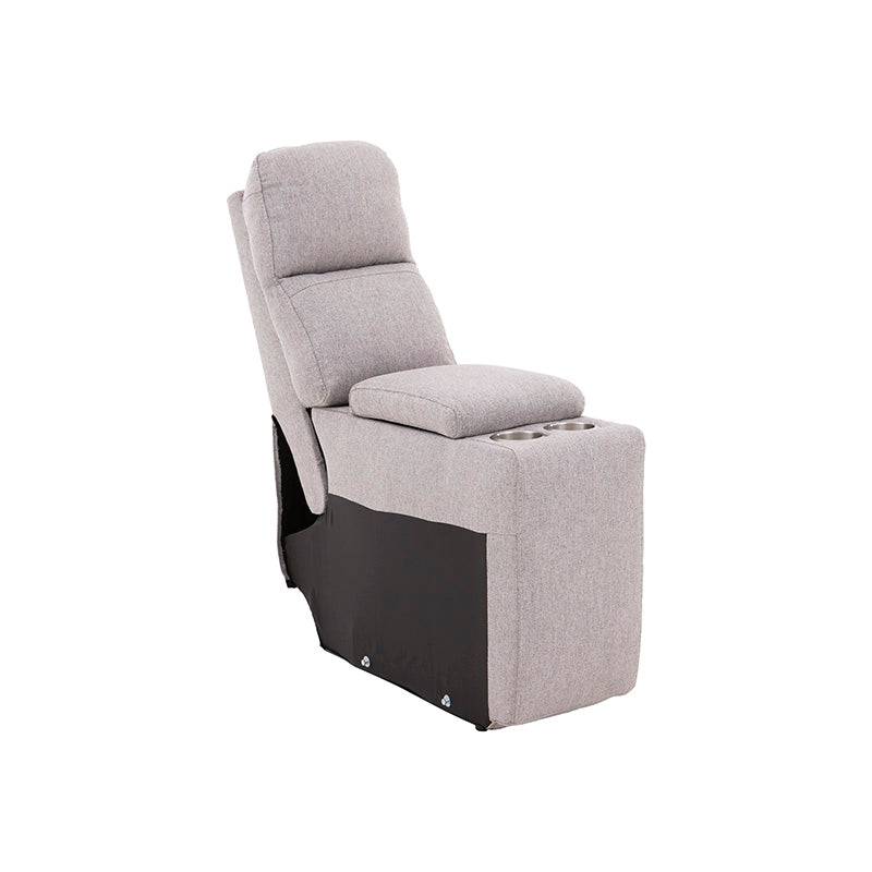 Sala Pauda II deurope.com.mx, sala modular gris con consola, tapiz de tela, 30 cm de frente, 100 cm de alto y 90 cm de fondo.