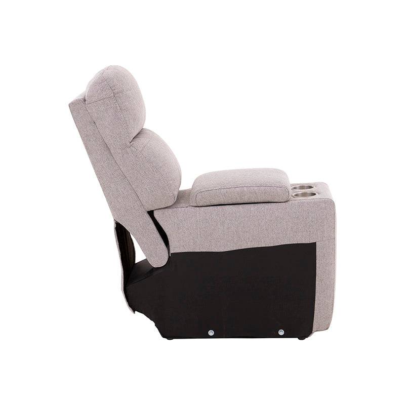 Sala Pauda II Consola de color gris con estructura modular, tapiz de tela en un ambiente moderno, con detalles de 30 cm de alto.