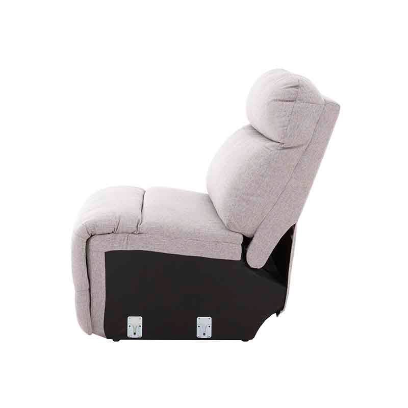 Sillón central del módulo de sala Pauda II en tapiz gris, con estructura moderna y dimensiones de 80x100x90 cm, deurope.com.mx