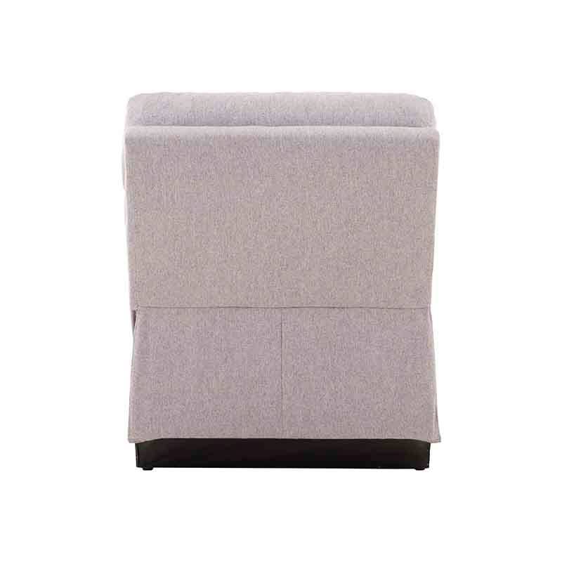 Módulo de sala Pauda II deurope.com.mx, sillón central en gris con tapiz de tela, frente 80 cm, alto 100 cm y fondo 90 cm.