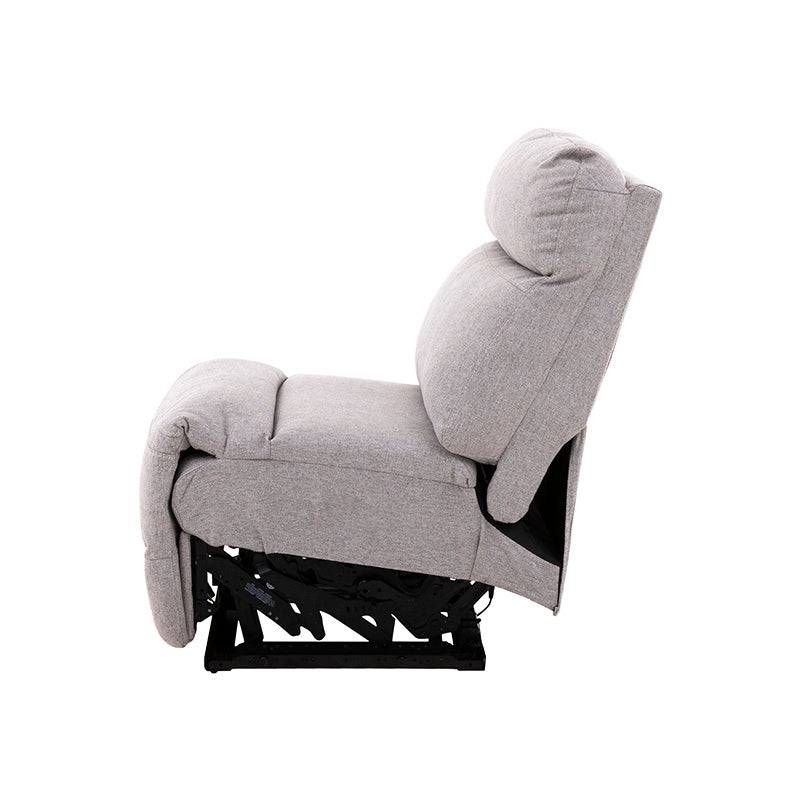 Módulo de sala Pauda II deurope.com.mx, sillón central reclinable en tapiz gris, con tapizado de tela, frente 80 cm, alto 100 cm, fondo 90 cm