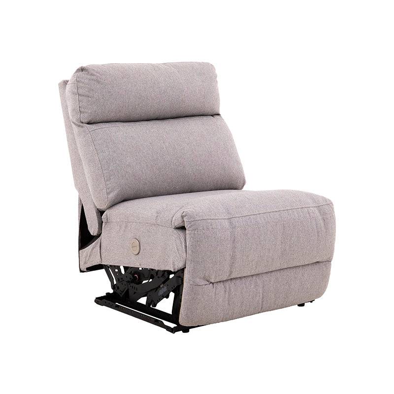 Sillón central reclinable de la sala Pauda II en tapiz gris, módulo de sala de Deurope con estructura moderna y cómodo diseño.