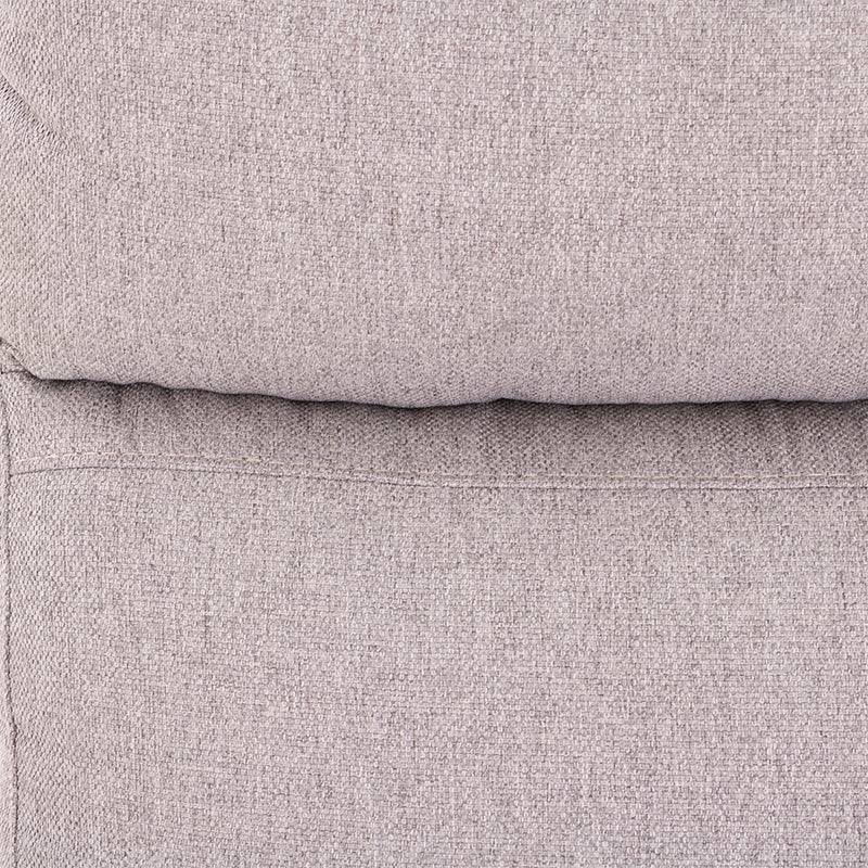 Sillón central reclinable del módulo de sala Pauda II en gris tapizado de tela, con respaldo y reposabrazos cómodos.