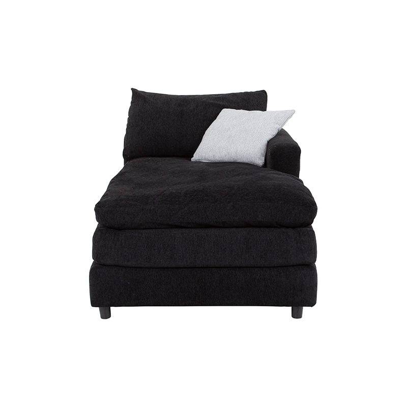 Juego de sala Lazy deurope.com.mx, conjunto modular negro con chaise, tela de tejido plano, dimensiones 95x90x174 cm.