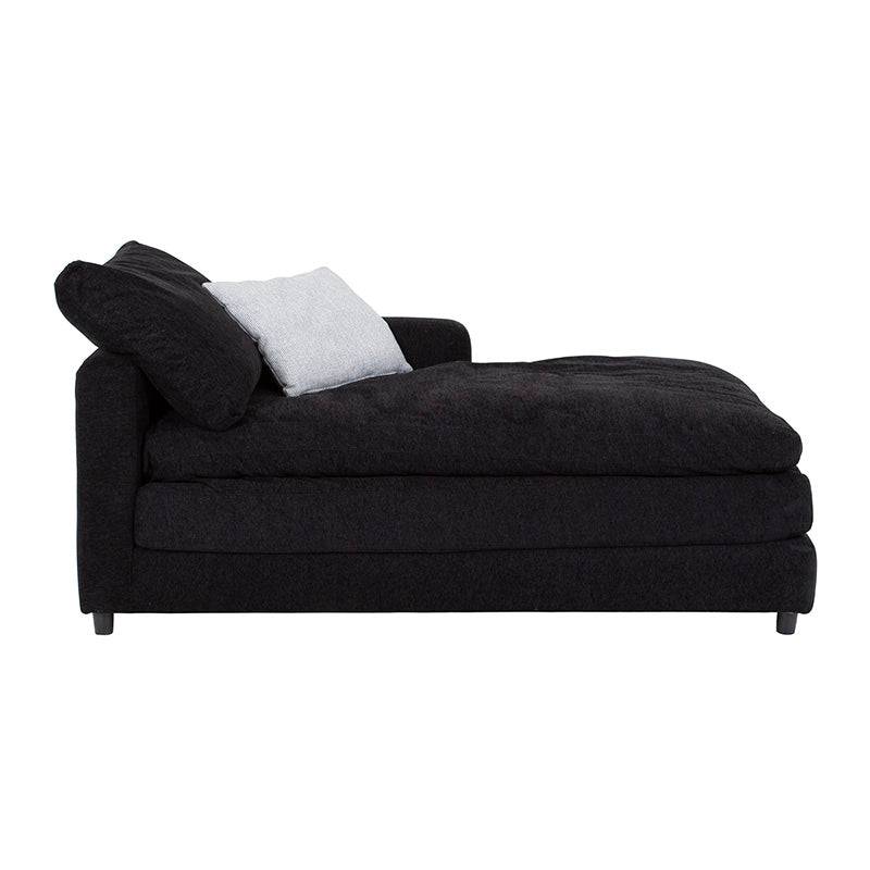 Juego de sala lazy de 3 piezas en tela negra con chaise longue, dimensiones aproximadas de 95x90x174 cm, deurope.com.mx