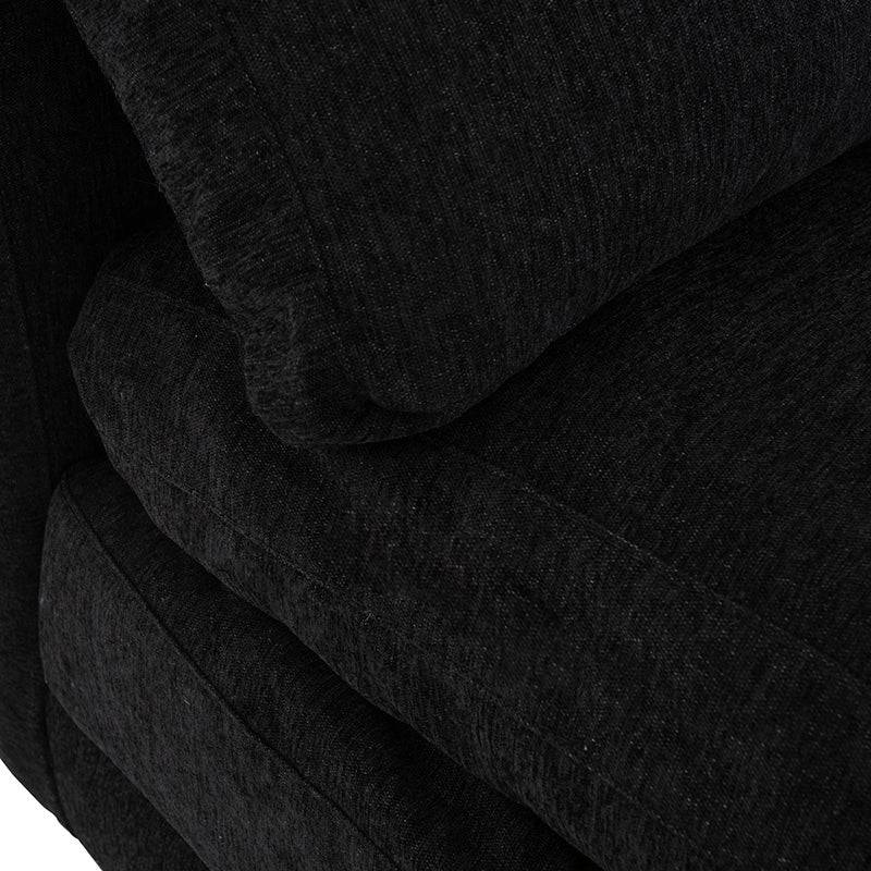 Juego de sala Lazy deurope.com.mx, conjunto modular negro con chaise longue, tela tejida, 95 cm de alto y 174 cm de fondo.