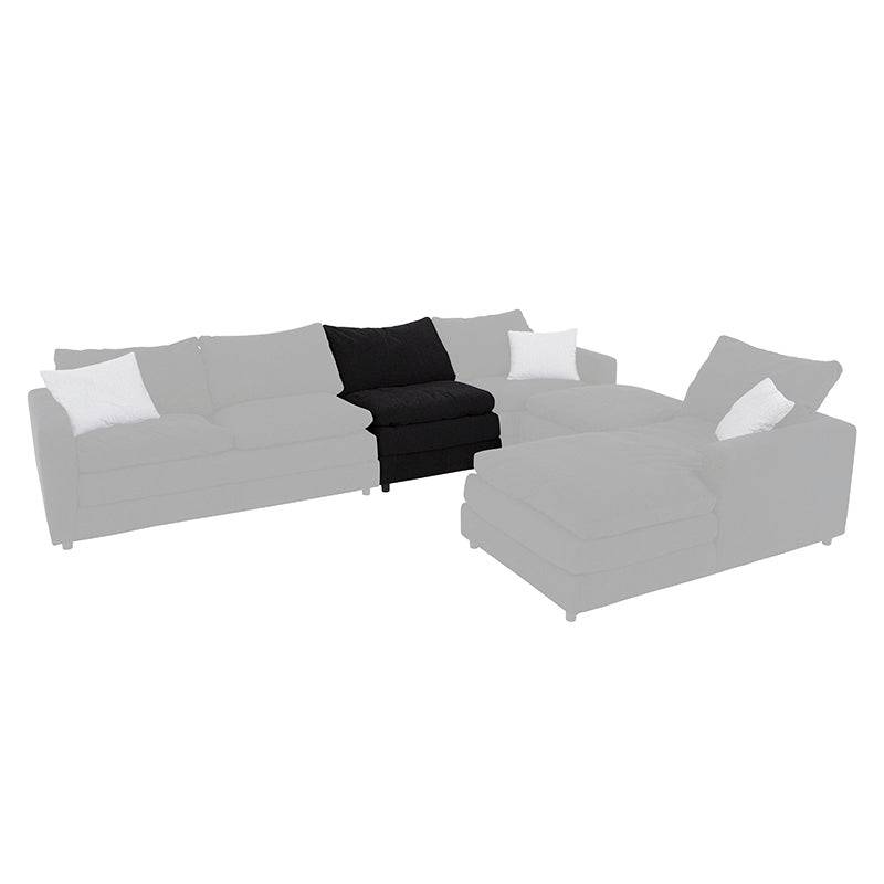 Juego de sala Lazy deoupe, set modular negro con sillón central, tejido plano, dimensiones 82x90x94 cm, cómodo y moderno.