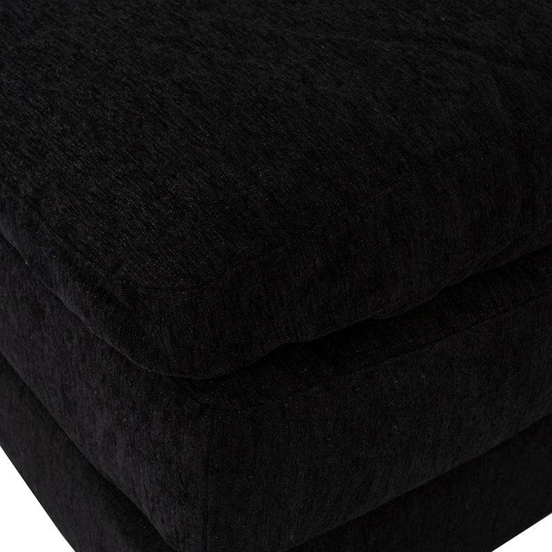 Juego de sala Lazy de 3 piezas en tela negra, incluye sillón central, con dimensiones visibles en el diseño.