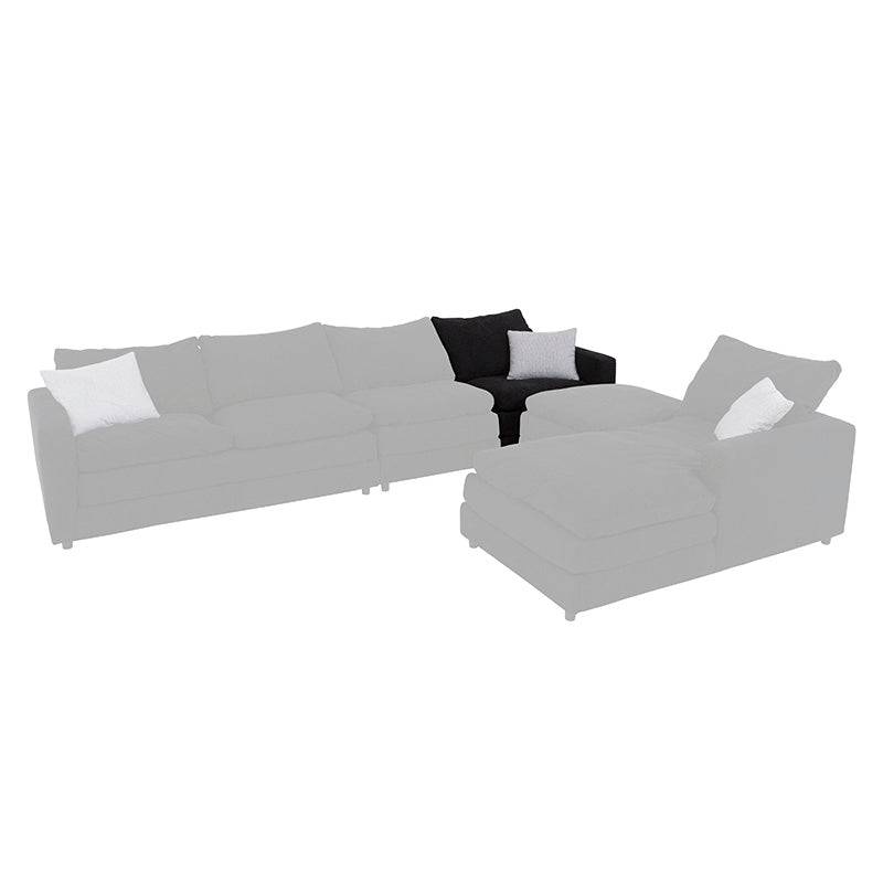 Juego de sala Lazy de 6 piezas con sillón esquinero en tela negra, muebles modulares de estilo moderno.