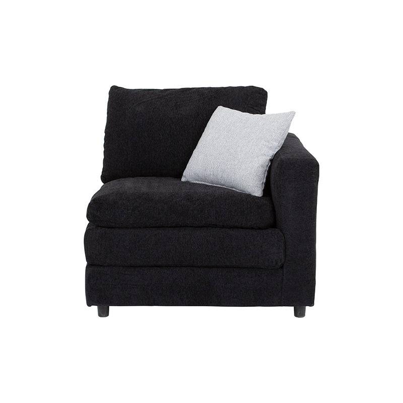 Juego de sala Lazy de 6 piezas en tela negra, sofá modular con sillón esquinero y asiento cómodo.