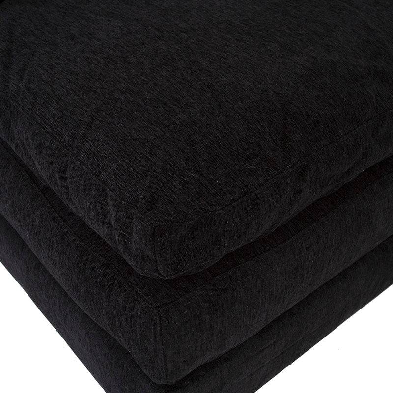 Juego de sala Lazy de 6 piezas en tela negra con sillón esquinero, modulares y cómodas para sala moderna.