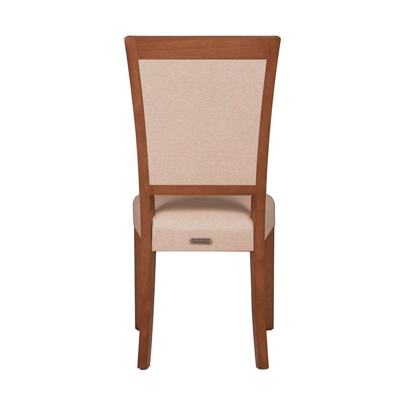 Juego de comedor Siena con sillas de madera en tono café almendra y tapizado de cuero, de deurope.com.mx.