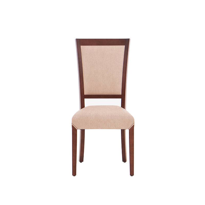 Juego de comedor Siena de 9 piezas con sillas de madera y tapizado de leather touch en color café y almendra.