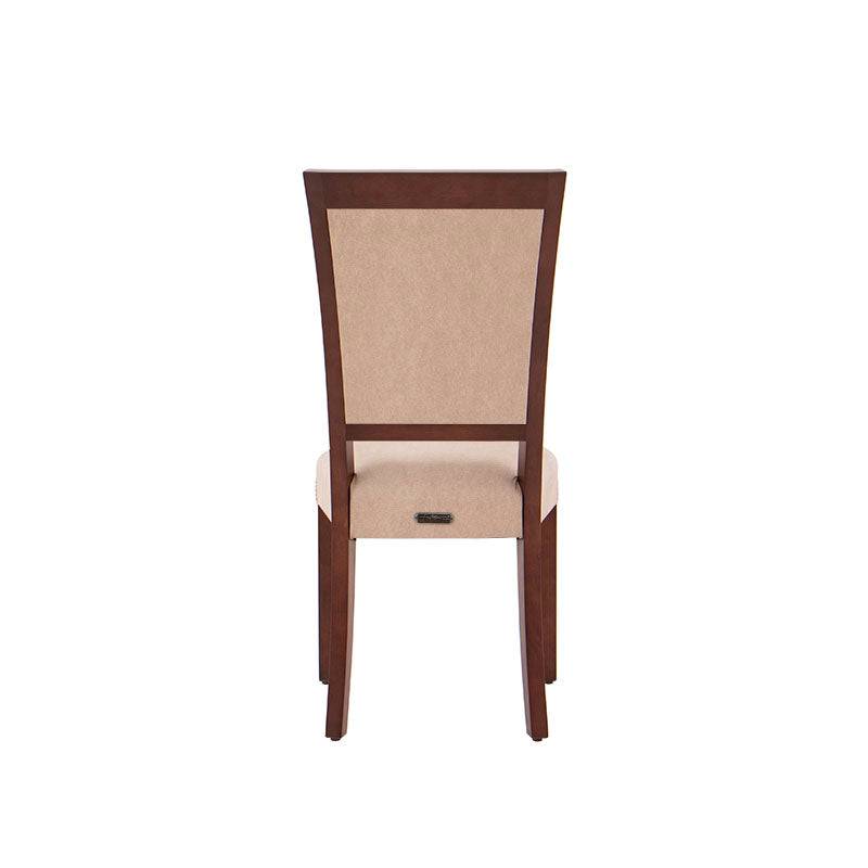 Juego de comedor Siena de 9 piezas con sillas de madera en color café Almendra y tapiz de cuero tacto.