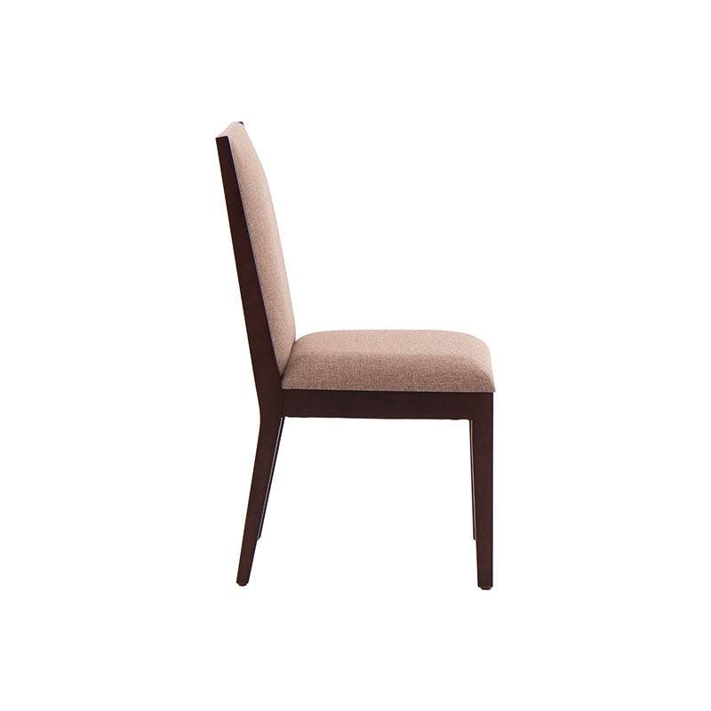 Juego de comedor Quetzal de 9 piezas con sillas tapizadas en tela, madera de nogal y diseño elegante para comedor.