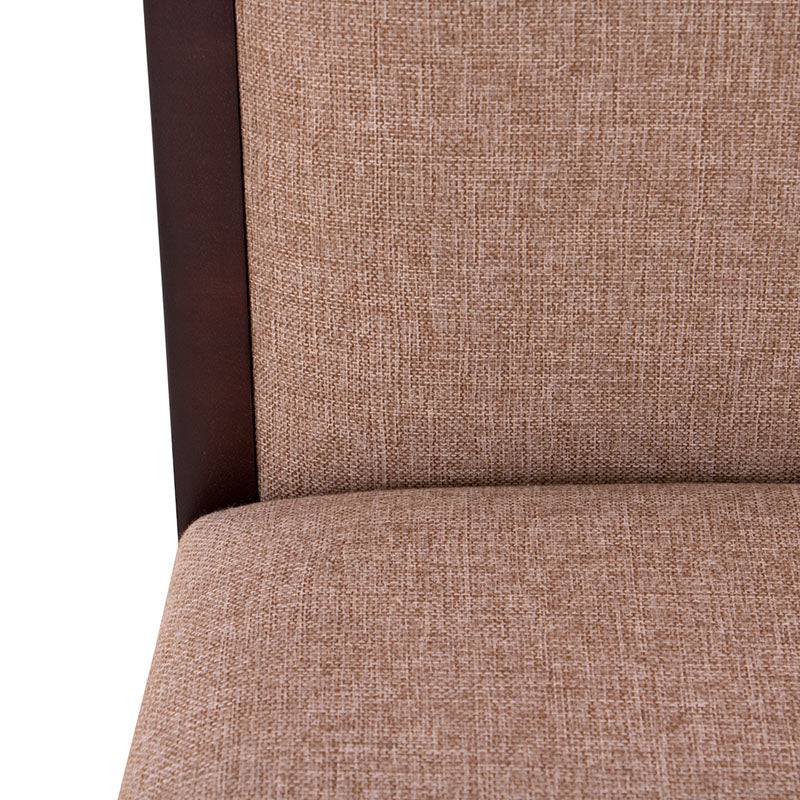 Juego de comedor Quetzal de 9 piezas con sillas de madera Nogal y tapizado de tela en color café, deurope.com.mx