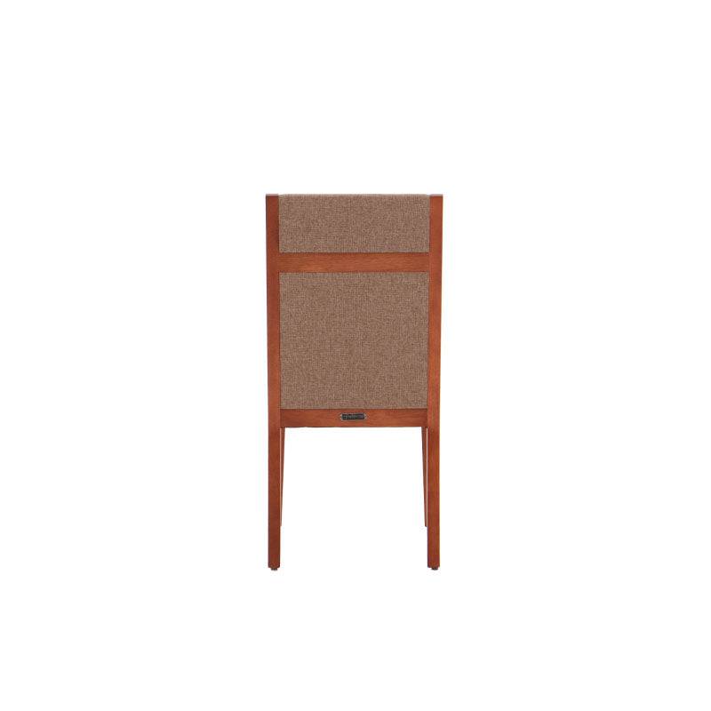 Juego de comedor Quetzal de 9 piezas con sillas tapizadas en tela, madera de nogal en color café, estilo moderno.