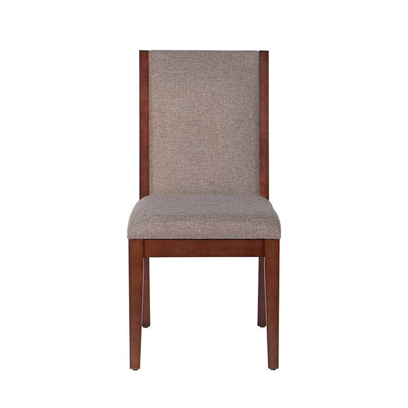 Conjunto de comedor Quetzal de 9 piezas con sillas de madera Nogal y tapizado en tela, diseño elegante y moderno.