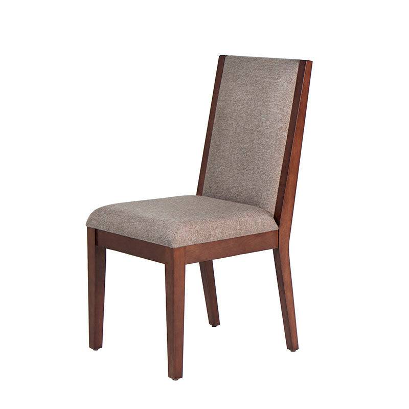 Juego de comedor Quetzal de 9 piezas con sillas tapizadas en tela, en color nogal y madera de banak, deurope.com.mx