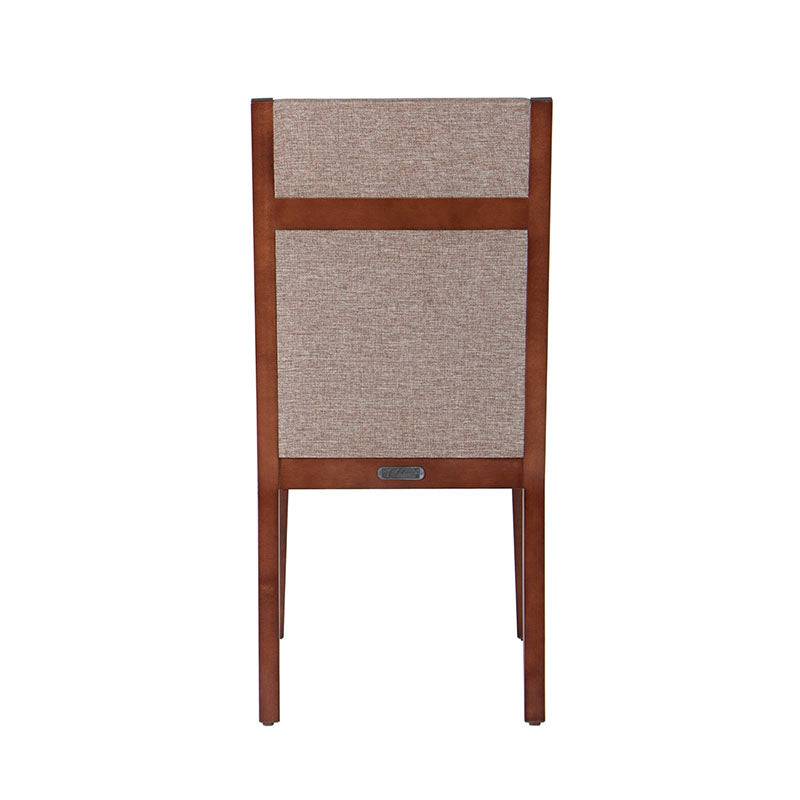 Juego de comedor Quetzal de 9 piezas con sillas tapizadas en tela, madera de nogal, en color café, de deurope.com.mx.