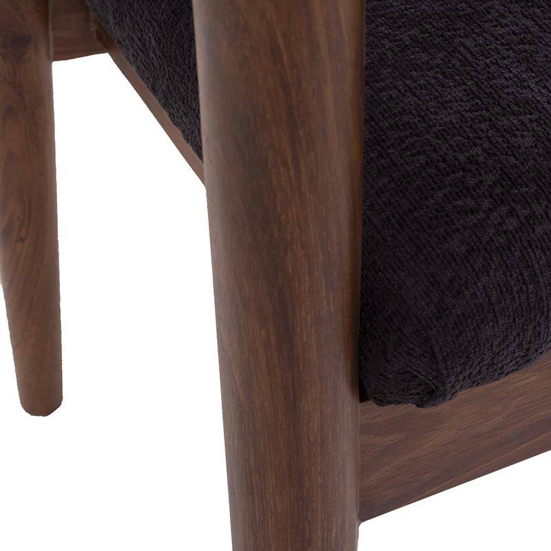 Juego de comedor Quetzal de 8 piezas con sillas tapizadas en tela de poliéster en color café y negro, con estructura de madera robusta.
