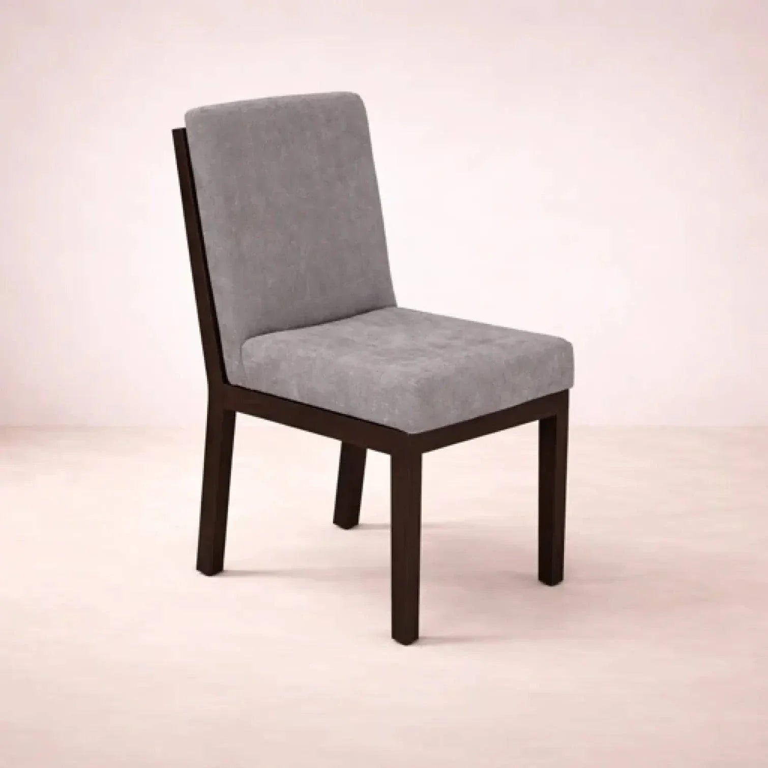 Sillas Murcia para juego de comedor Quetzal de 7 piezas, en color gris claro, con respaldo ergonómico y estructura de madera.