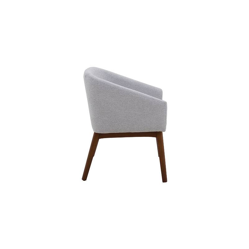 Juego de comedor Montecarlo de ocho piezas con buffet, sillas de nogal, gris y tapiz de tela, muebles elegantes para comedor.
