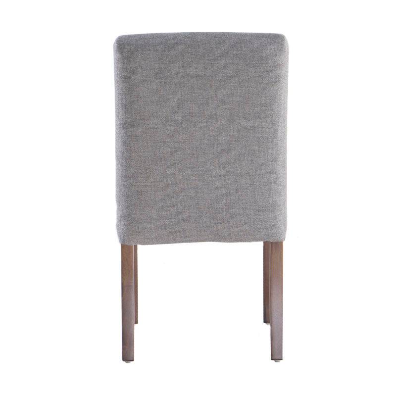 Juego de comedor Aragón de 5 piezas con sillas de nogal, estructura en madera de poplar y tapiz de tela gris.