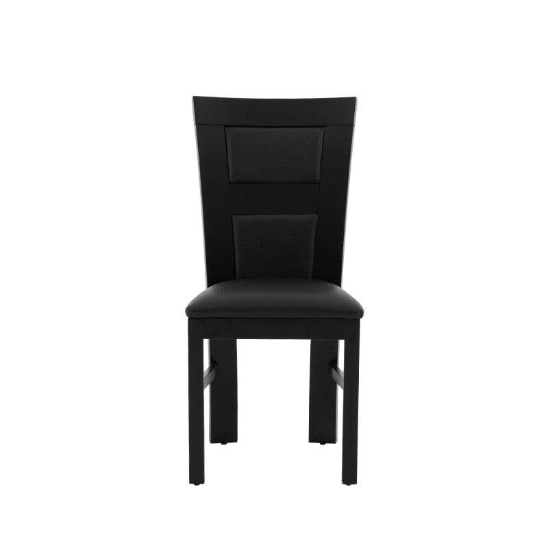 Juego de comedor Aragón de ocho piezas con sillas de madera nogal y asiento de malla, en un entorno moderno.