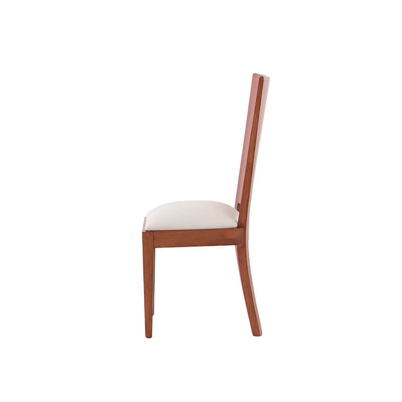 Juego de comedor Quetzal de 9 piezas con sillas tapizadas en tela, estructura de caoba y acabado en color tabaco, en estilo elegante.