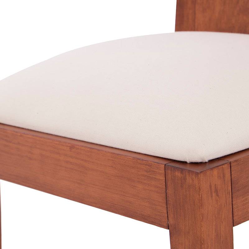 Juego de comedor Quetzal de 9 piezas con sillas tapizadas en tela y estructura en chapa de caoba, estilo elegante y moderno.