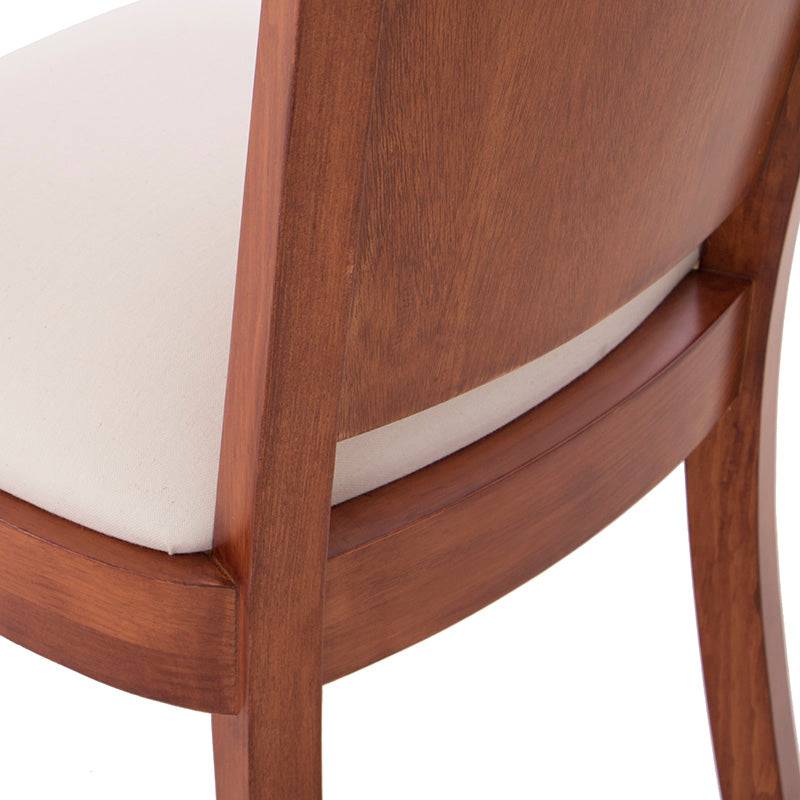 Juego de comedor Quetzal de 9 piezas con sillas tapizadas en tela, estructura en chapa de caoba, estilo elegante y moderno.