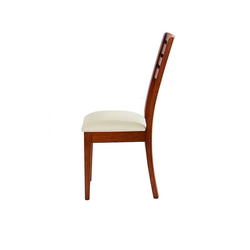 Sillas de comedor de madera enchapada en caoba con tapizado en Leather Touch, Juego Quetzal de 9 piezas para comedor elegante