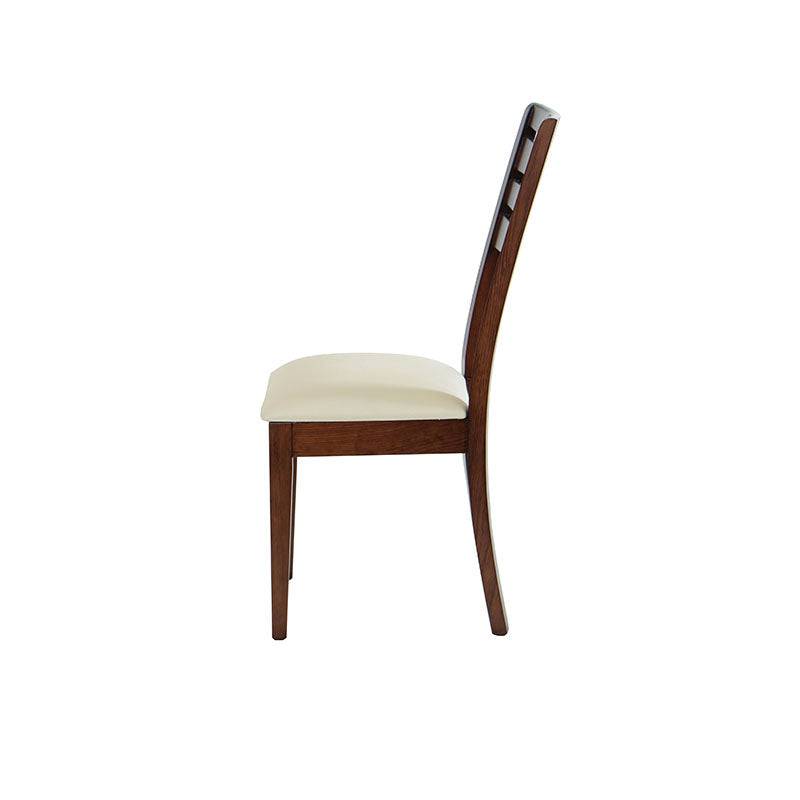 Juego de comedor Quetzal de nueve piezas, sillas de madera de pino enchapada en caoba con tapizado en Leather Touch.