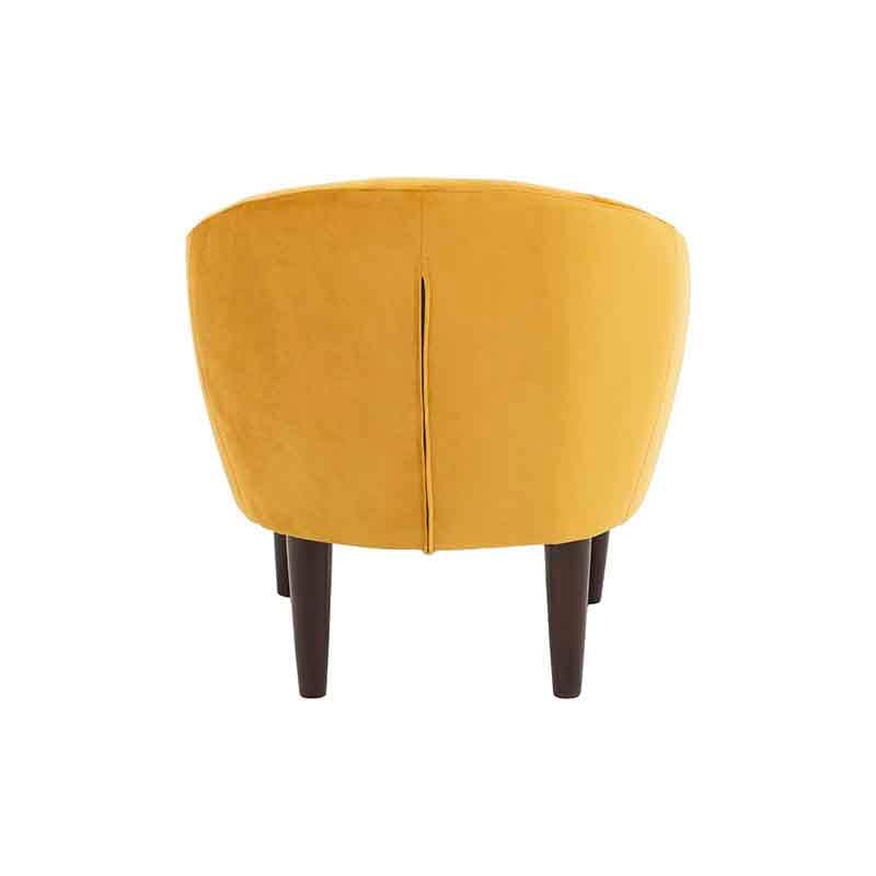 Sillón ocasional Andor de tapiz amarillo con acabado en tela terciopelo, frente 64 cm, alto 81 cm y fondo 60 cm.