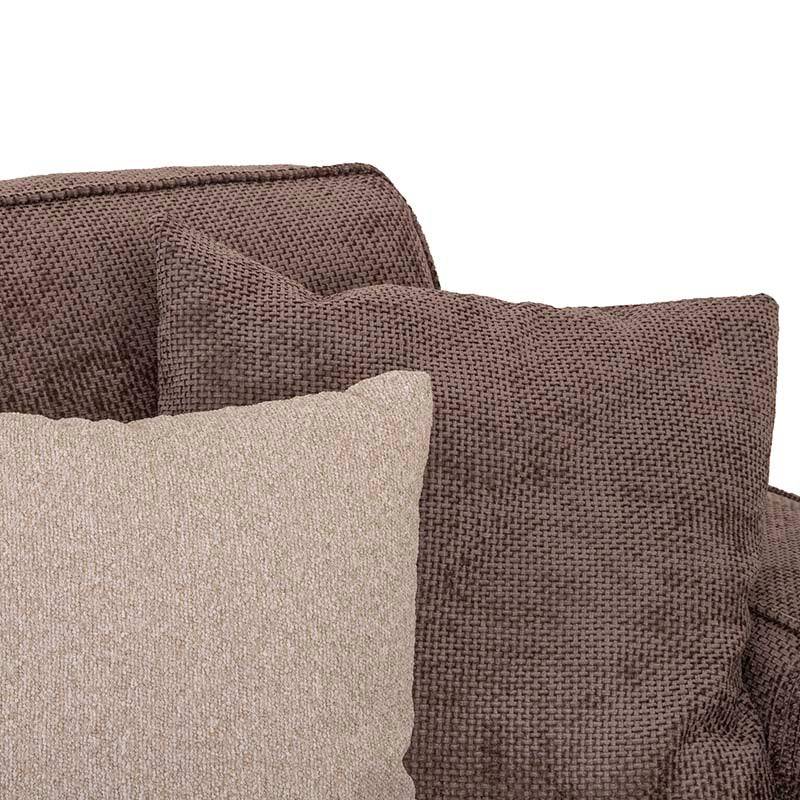 Sofá de sala Megan de 3 piezas en color beige con sillón lateral derecho, en estilo moderno y cómodo para el hogar.