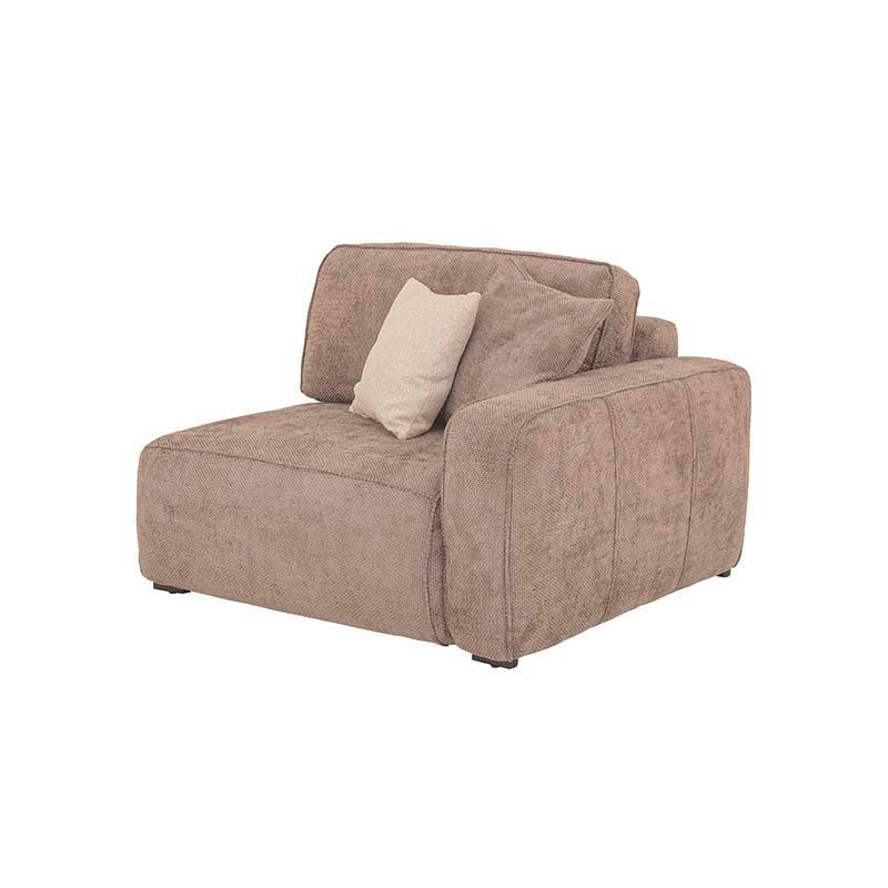Sofá de sala Megan de 3 piezas en color beige con sillón lateral derecho, estilo moderno y cómodo para sala de estar.