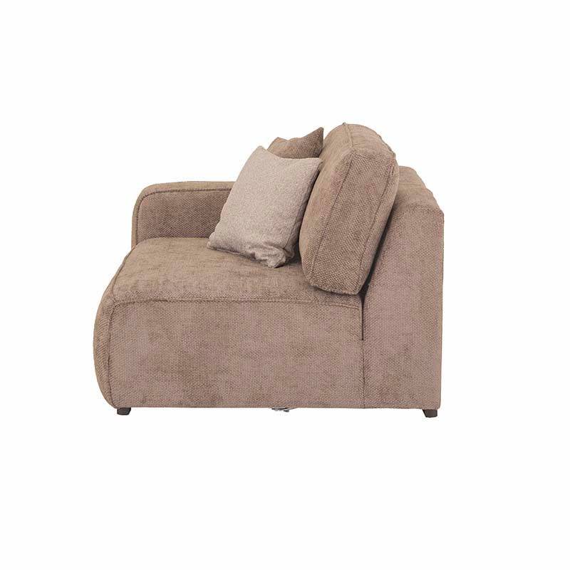 Sofá de sala Megan de 3 piezas en color beige con sillón lateral izquierdo, ideal para sala moderna y cómoda.