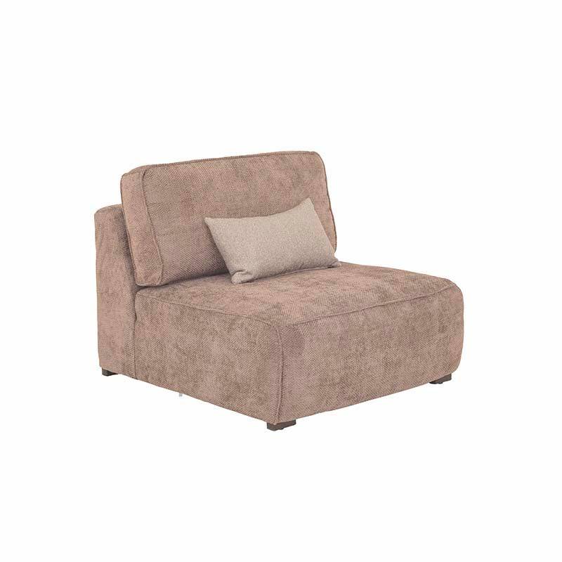 Juego de sala Megan de 5 piezas con sillones cafés y centro, ideal para sala moderna y cómoda.