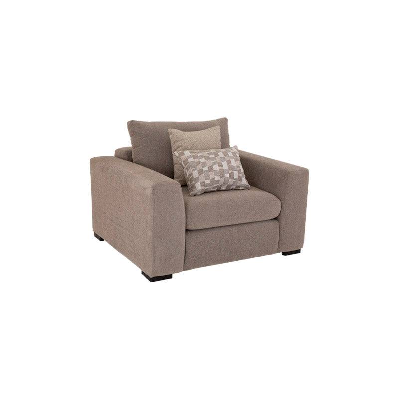 Sillón individual del Juego de Sala Oporto de deurope.com.mx, tapizado en tela gris y diseño moderno para sala de estar.