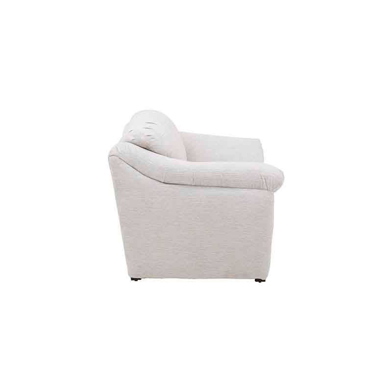 Sillón Chloe de 3 piezas en tela marfil, con cojines y estructura moderna, ideal para sala de estar elegante.