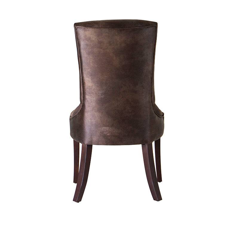 Juego de comedor Aragón de 8 piezas con sillas de madera de pino tapizadas en suède en color moka, con detalles elegantes.