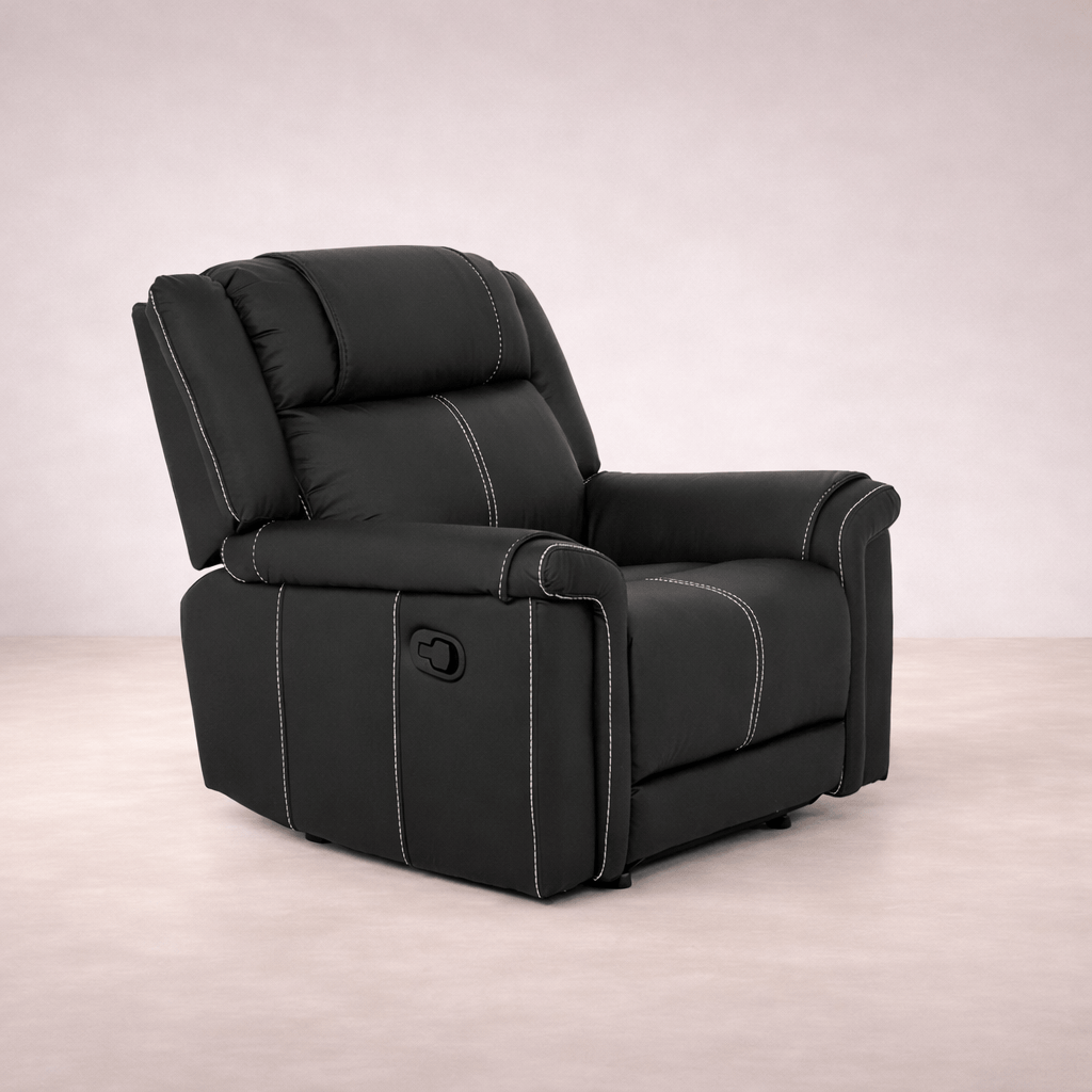 Sillón reclinable negro Imperial de Deurope.com.mx, asiento cómodo y respaldo ajustable para descanso y relax.