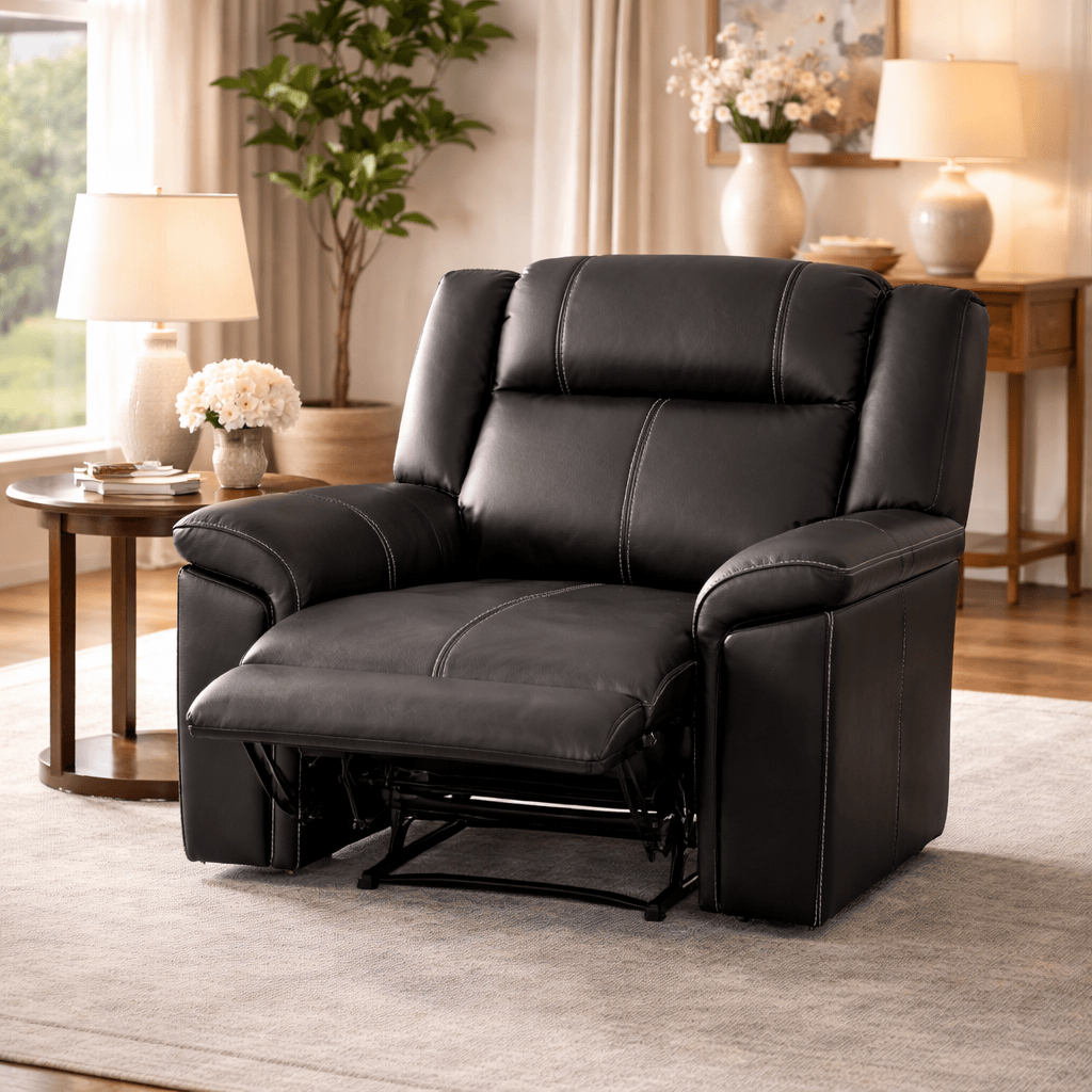 Sillón reclinable negro Imperial de deurope.com.mx, asiento cómodo y respaldo ajustable para salón moderno.