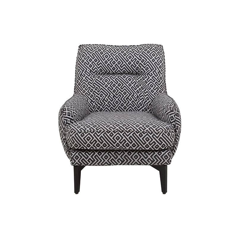 Sillón Andrea Essa de tapiz negro con respaldo y asiento acolchados, dimensiones aproximadas 75x86x85 cm.