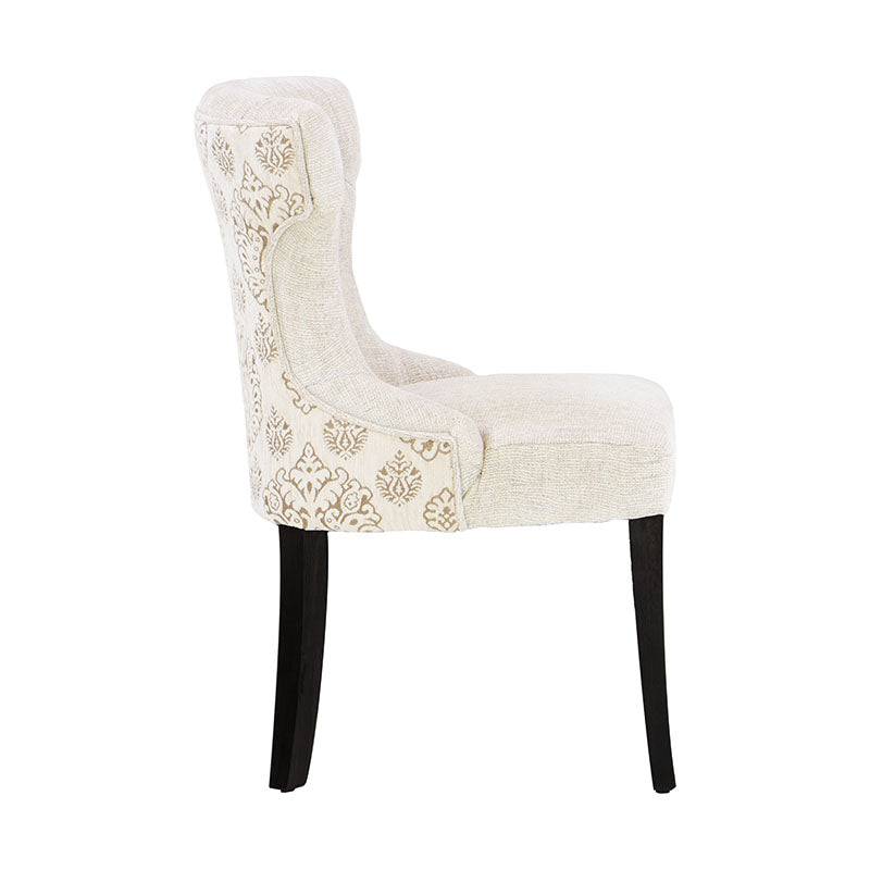 Juego de comedor Tulip de 6 piezas con sillones de estructura en madera de hackberry y tapizado en chenille.
