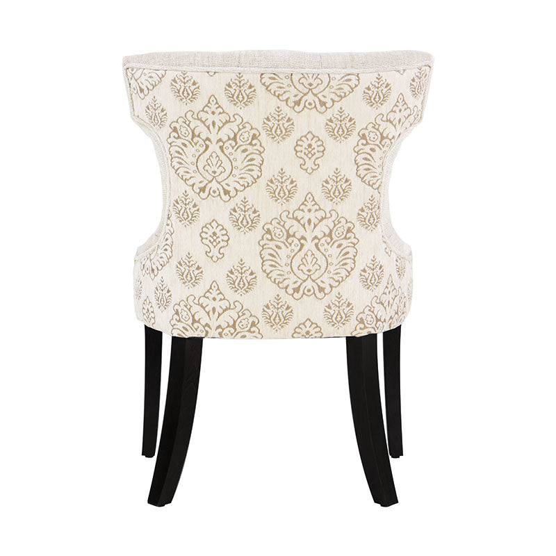Juego de comedor Tulip de 6 piezas con sillas de madera nogal y tapizado en chenille, estructura en madera de hackberry.