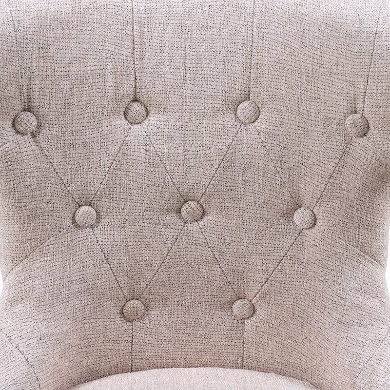 Juego de comedor Tulip de 6 piezas en madera y tapizado de chenille, incluye sillones con estructura en nogal y diseño moderno.
