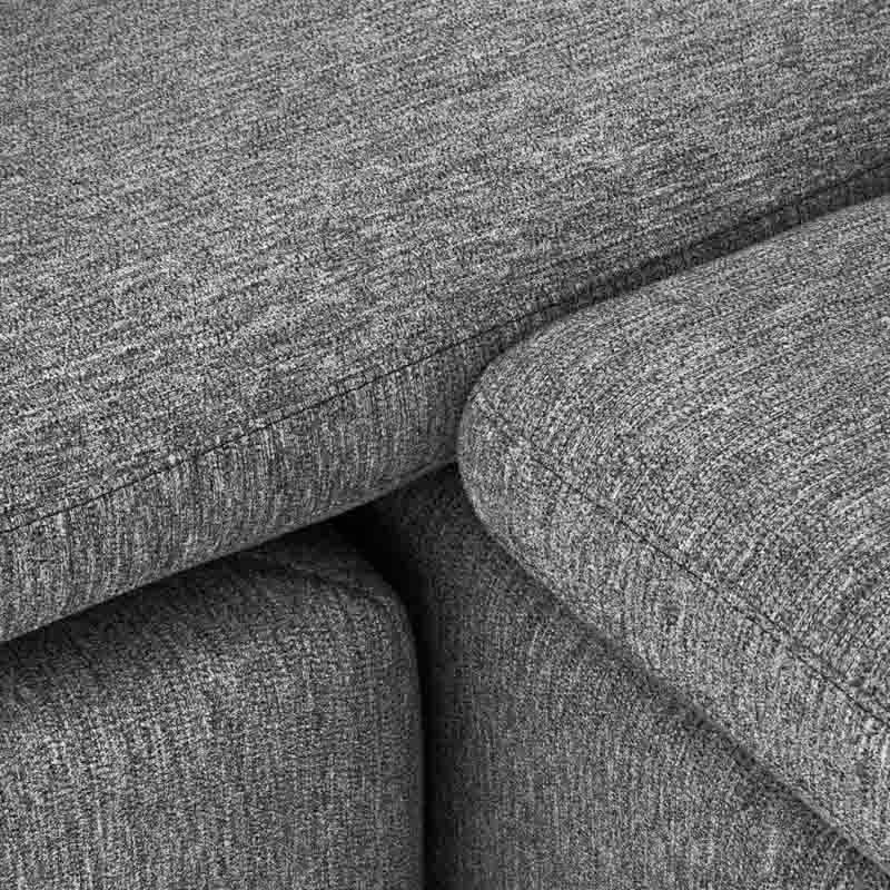 Sofá Gracey con taburete de color gris y estructura moderna, ideal para sala, deurope.com.mx